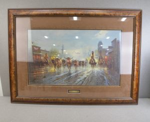 G. Harvey "Cowboy's Payday" Framed Print Signed & Numbered COA 105/150 AP Canvas