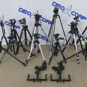 Lot of 15 Manfrotto, Acebil, Peter Lisand & Moza Tripods & Camera Stabilizer